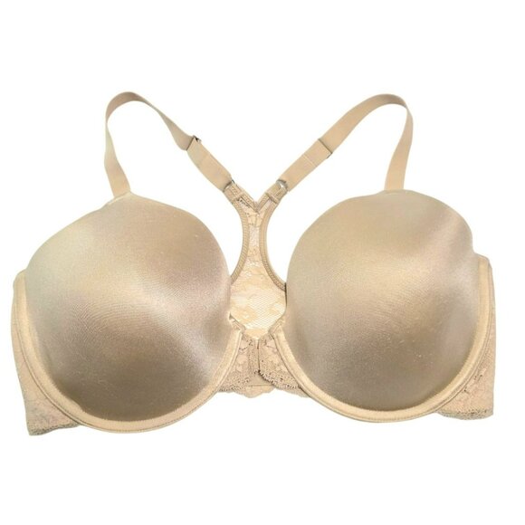 Maidenform Lace Bra One Fab Fit 36DD Lightly Lined Racerback Front Closure Beige - Picture 10 of 10